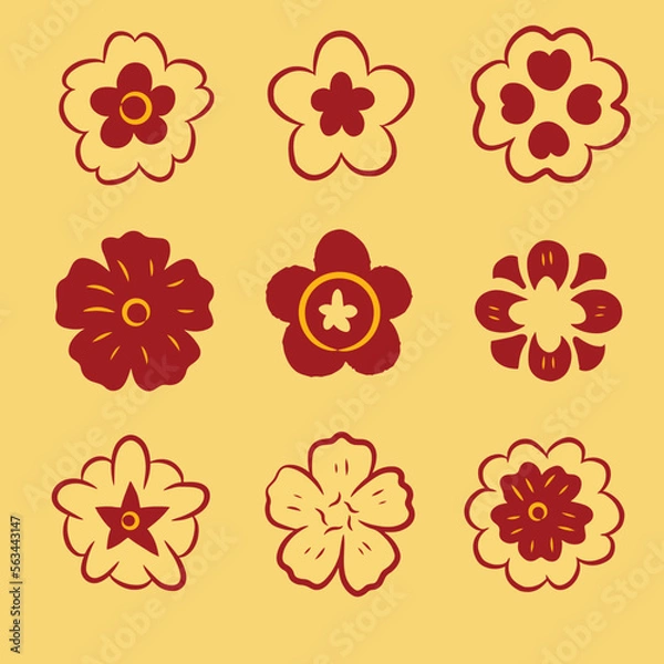 Fototapeta Lunar New Year illustration set, bacground,icon, ornamen. Chinese New Year,Happy New Year, congratulation