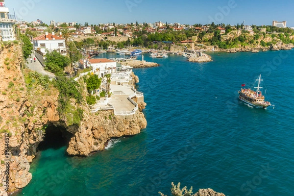 Fototapeta Beautiful view of old harbor in Antalya, Turkey