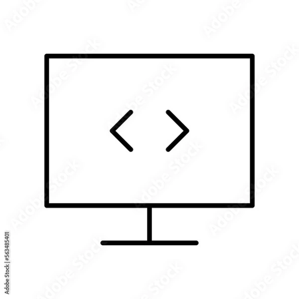 Fototapeta Code Isolated Silhouette Solid Line Icon with code, , coding, computer Infographic Simple Vector Illustration