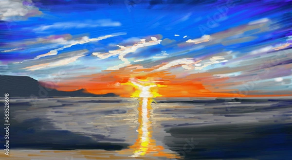 Obraz 京都府京丹後市　八丁浜の夕日