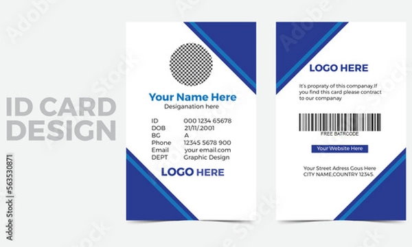 Fototapeta Modern Identity Card Design, Modern And Clean Id Card,Modern Id Card Design Template,Creative Id Card Design,Business Id Card.