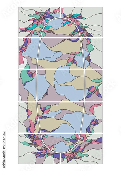 Fototapeta abstract beautiful stained glass window depicting leaves in pastel colors