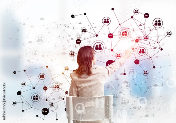 Obraz HR specialist managing abstract social network