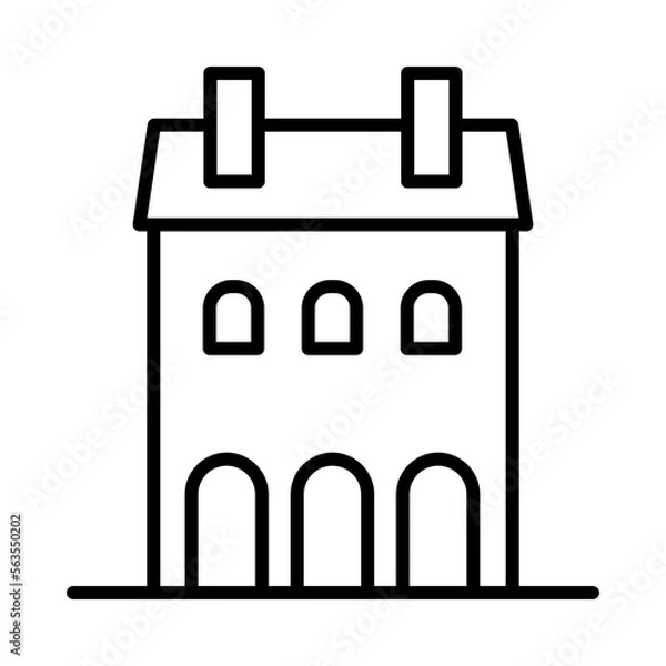 Obraz Building Isolated Silhouette Solid Line Icon with building, buildings, home, house, town, village Infographic Simple Vector Illustration