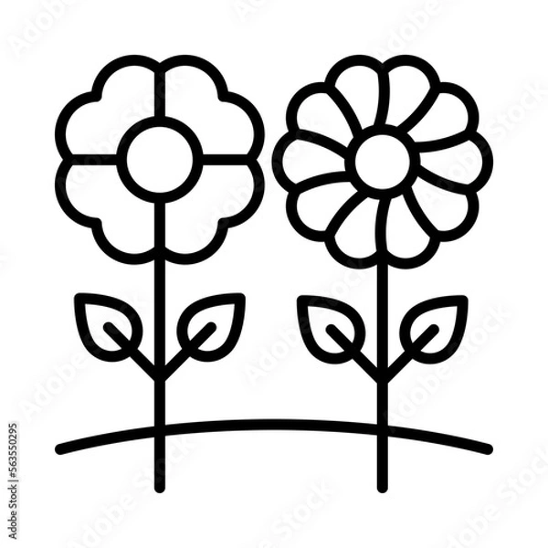 Obraz Flowers Isolated Silhouette Solid Line Icon with flowers, floral, florist, flower, garden, plants Infographic Simple Vector Illustration