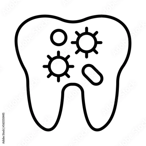 Obraz Bacteria Isolated Silhouette Solid Line Icon with bacteria, dental, dentist, hygiene, oral, tooth Infographic Simple Vector Illustration