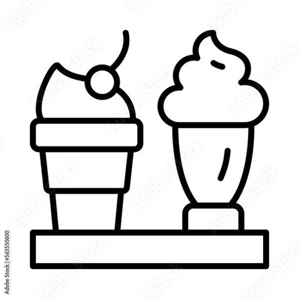Obraz Ice-Cream Isolated Silhouette Solid Line Icon with ice-cream, dessert, diner, food, restaurant, sundae Infographic Simple Vector Illustration