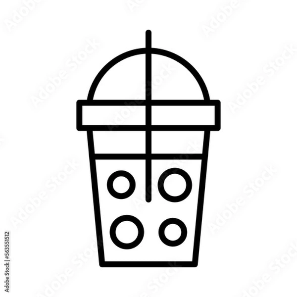 Fototapeta Ice-Tea Isolated Silhouette Solid Line Icon with ice-tea, drink, fast-food, food, takeout, bubble-ta Infographic Simple Vector Illustration