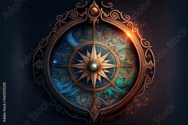 Fototapeta Vintage abstract compass design, Generative AI
