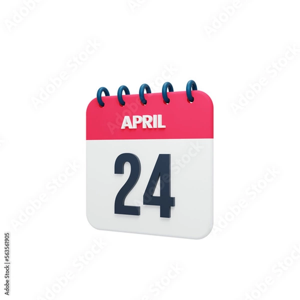 Obraz April Realistic Calendar Icon 3D Rendered Date April 24