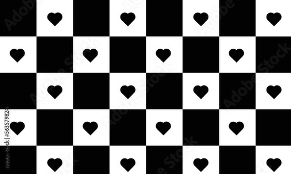 Obraz Black and white love grid wallpaper background pattern