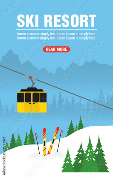 Obraz Ski resort. Winter web banner concept design flat