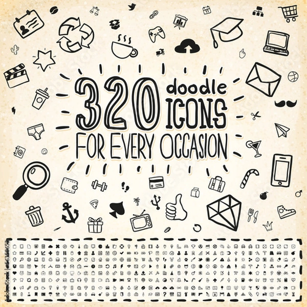 Obraz 320 Vector Doodle Icons Universal Set