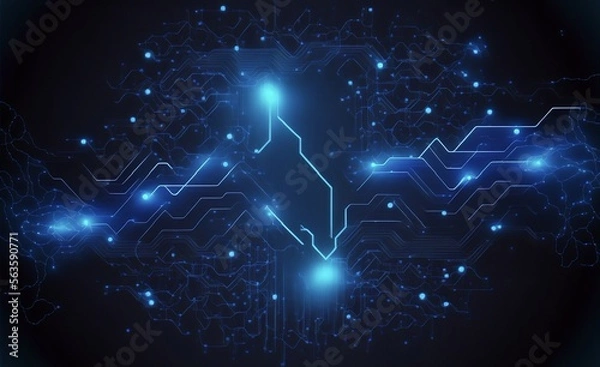 Obraz abstract blue technology circuit background concept, Generative AI