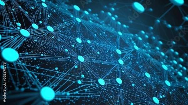 Obraz Blue conecting the dot concept technology background, Generetive AI