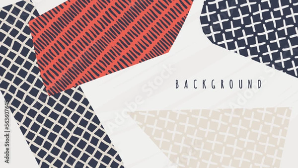 Fototapeta Colorful background with organic shape and abstract doodle