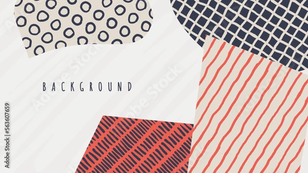 Fototapeta Colorful background with organic shape and abstract doodle