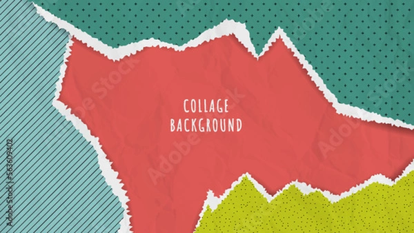 Fototapeta Abstract collage background with torn paper