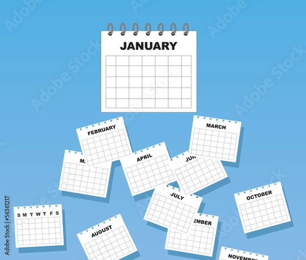 Fototapeta Calendar with months of the year falling