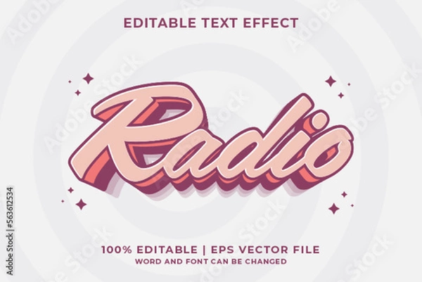 Obraz 3d Radio Cartoon Editable Text Effect Premium Vector
