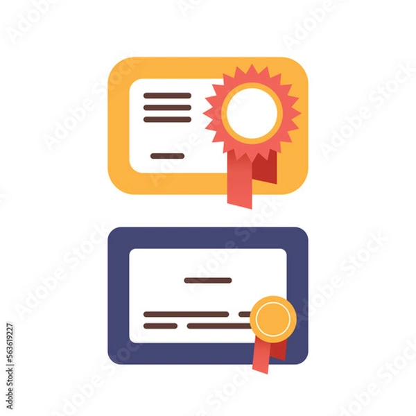 Fototapeta Diploma for graduation college and university Degree certificate flat vector icon
