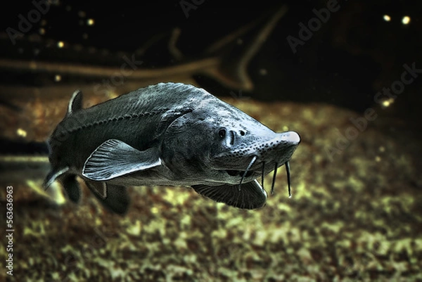 Obraz Illustration of Siberian sturgeon fish on the background of the