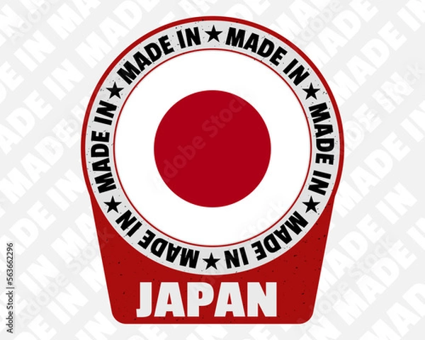 Fototapeta Made in Japan vector badge, simple isolated icon with country flag, origin marking stamp sign design,