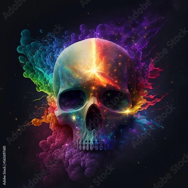 Fototapeta Death's star in space, colorful, generative AI