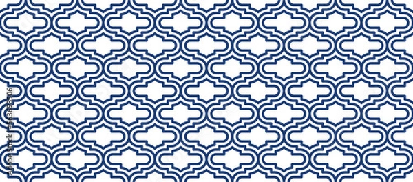 Fototapeta Turkish linear abstract mosaic arabesque seamless pattern vector illustration