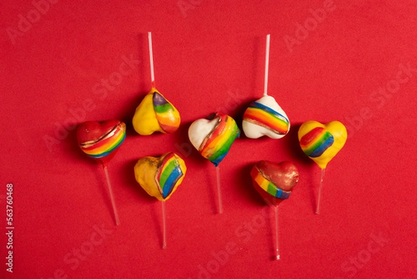 Obraz Diversity sweets, rainbow colored studio shots