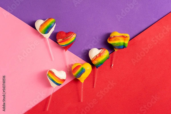 Obraz Diversity sweets, rainbow colored studio shots