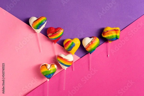 Obraz Diversity sweets, rainbow colored studio shots