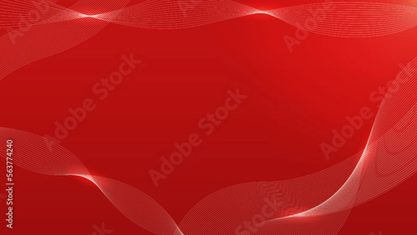 Fototapeta Red background with golden wavy pattern. Vector illustration.