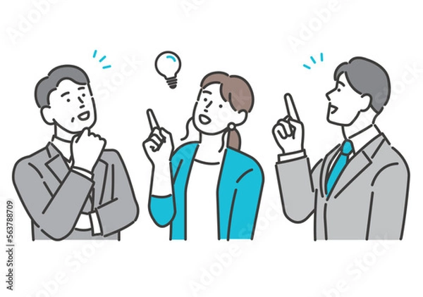 Fototapeta ひらめいたビジネスパーソンのベクターイラスト素材／マーケティング／働く／会議