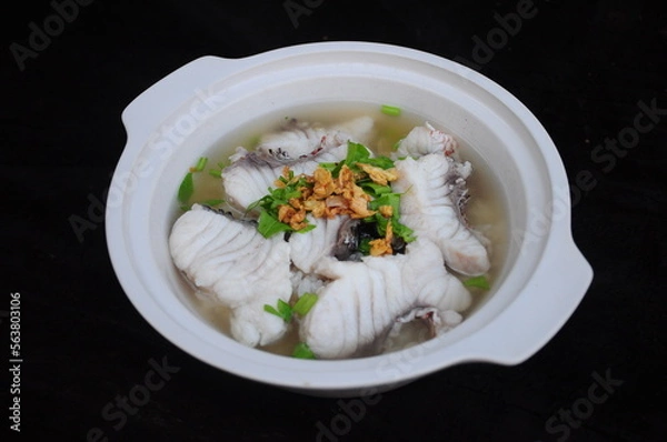 Fototapeta Thai Rice Clear Soup with Fish Meat