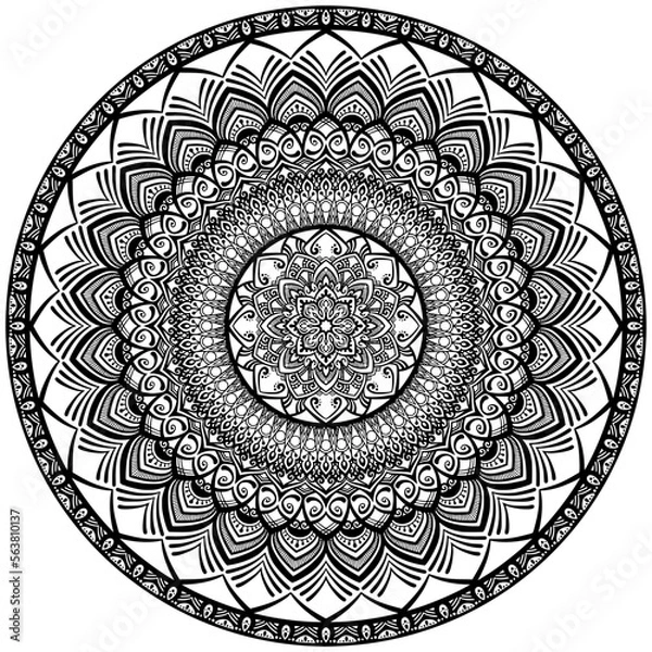 Obraz マンダラアート(線画、幾何学模様、花)