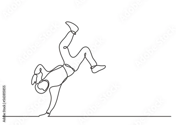 Fototapeta continuous line drawing vector illustration with FULLY EDITABLE STROKE of falling man 3