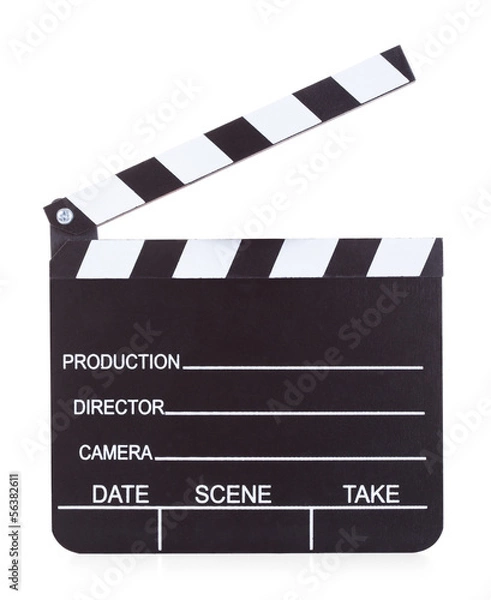 Fototapeta Movie Production Clapper Board On White Background