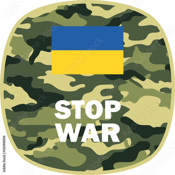 Obraz Camouflage texture Ukraine flag STOP WAR. Vector