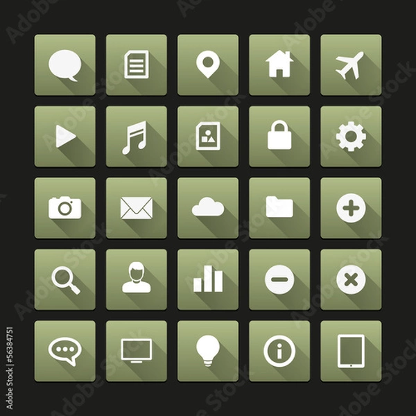 Obraz Long shadow flat icon set