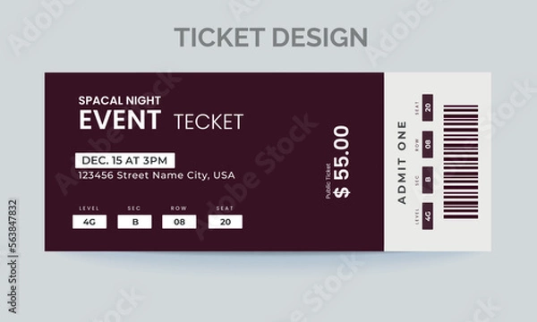 Fototapeta Event Ticket Template Design