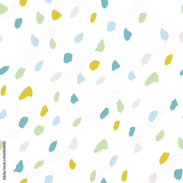 Fototapeta Abstract chaotic hand drawn spots texture. Simple vector pattern with ink brush strokes. Seamless background