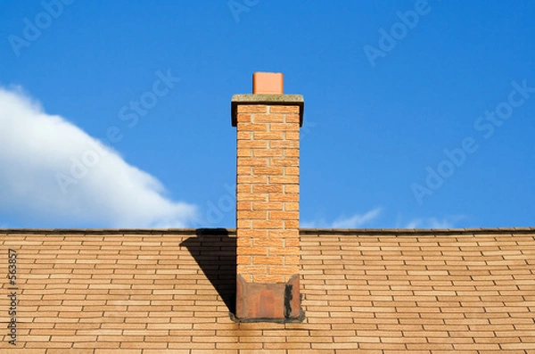 Obraz roof, chimney, and blue sky