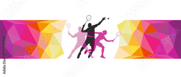 Obraz Badminton design sport graphic with badminton player in action and design elements in vector quality.
