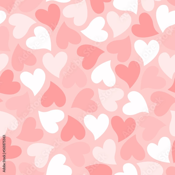 Fototapeta Vector seamless pattern with hearts. Cute design for fabric, wrapping, wallpaper for Valentine's Day.