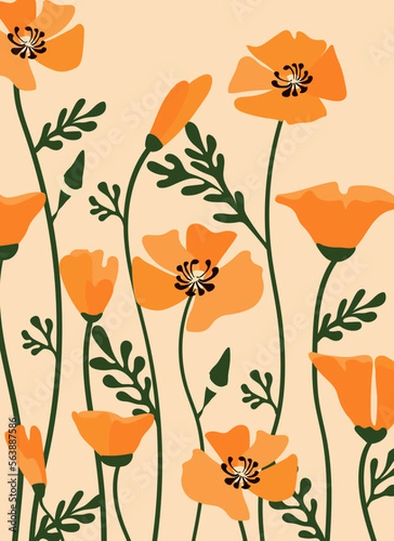 Obraz California poppy background.Eps 10 vector.