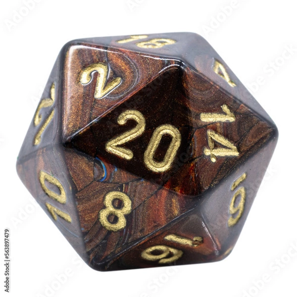 Obraz one brown marbled w20 or 20 sided dice