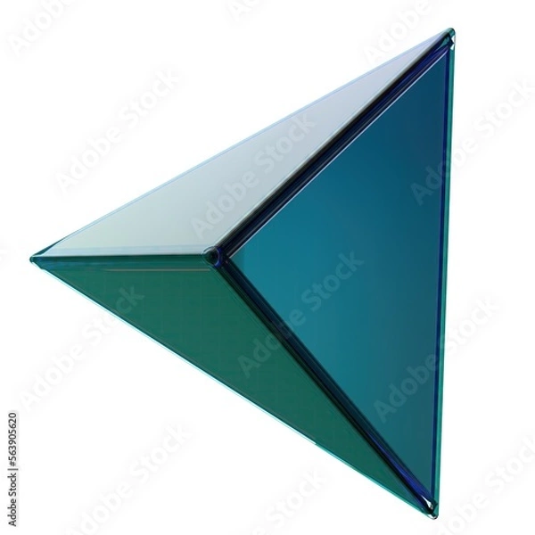 Fototapeta Green metallic and glassy pyramid three-dimensional Abstract, dramatic, passionate, luxurious and exclusive isolated 3D rendering graphic design elemental background material