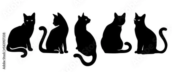 Obraz Cat silhouette vector set Isolated On White Background