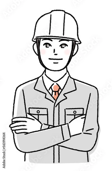 Obraz 腕組みする若い作業員